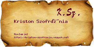 Kriston Szofrónia névjegykártya